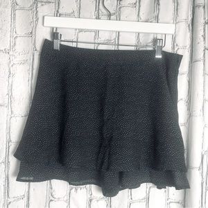 Black & White Chiffon Floral Print Skater Skort